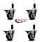 Service Caster 3.5'' Black Poly Swivel 1-1/4'' Expanding Stem Caster Set with Brake, 4PK SCC-EX20S3514-PPUB-BLK-PLB-114-4 - alternate 3